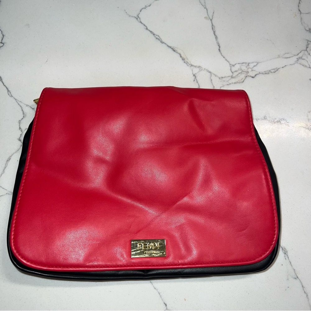 Fendi Red and Black Leather Cosmetic Pouch